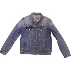 ASOS Mens Denim Jacket Large Classic Trucker Light Wash Casual Streetwear Cotton